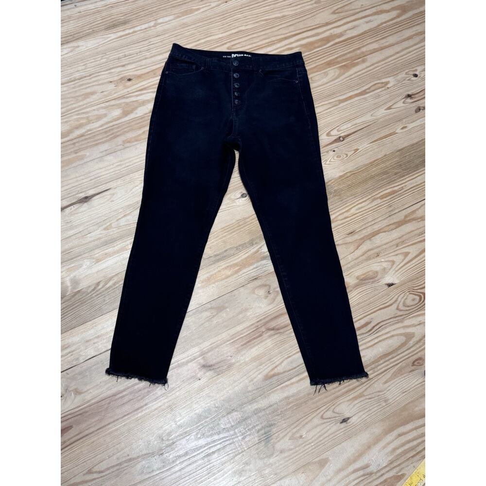 Rewash Jeans Black Straight Ankle Mid Rise Raw Hem Button Fly Juniors 11/30